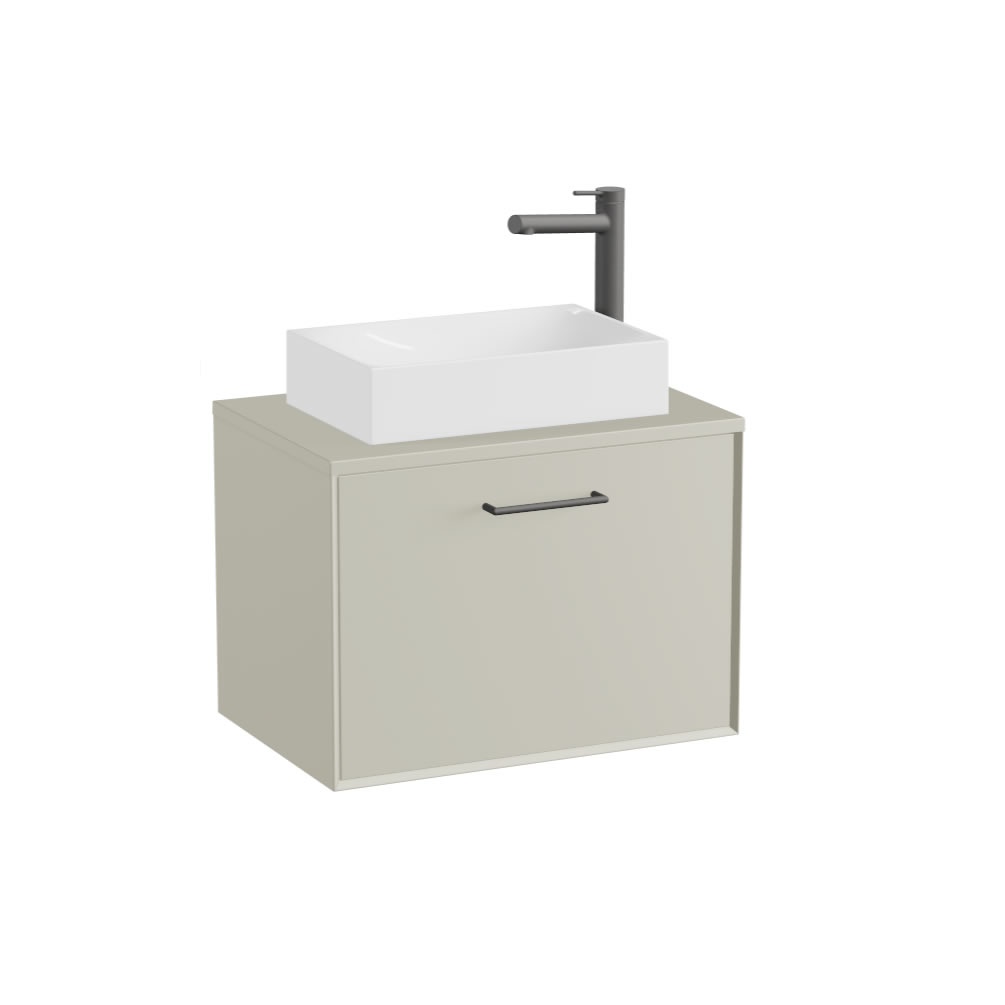Vado Safari Smooth 600mm Cashmere Wall Hung Vanity Unit & Worktop