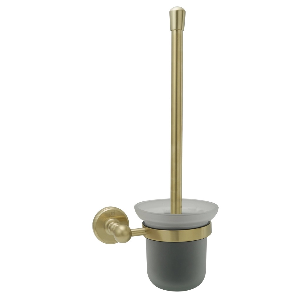 JTP Grosvenor Cross Brushed Brass Toilet Brush & Holder Cut Out