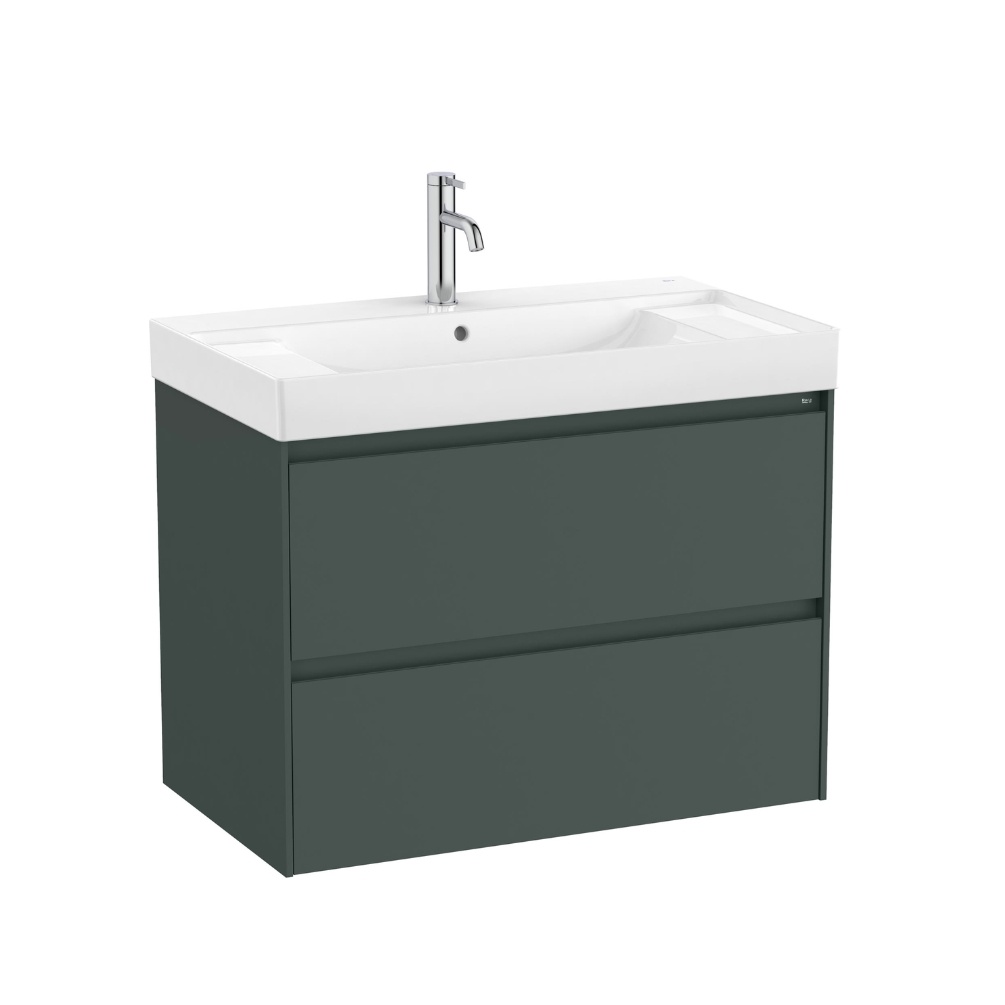Cut Out Image of Roca Ona 800mm x 460mm Matt Green Wall Hung Vanity Unit & Basin