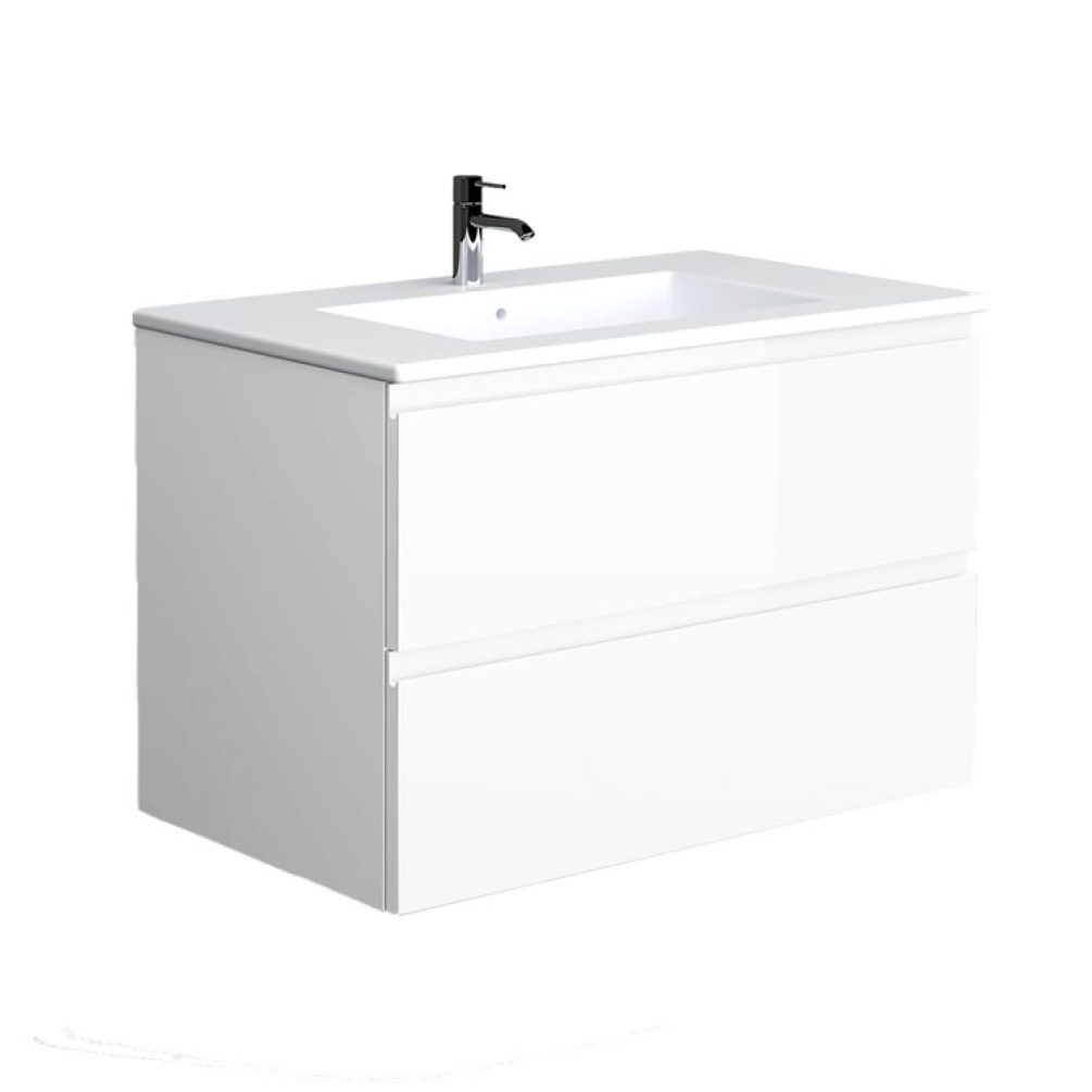 Rak Joy 810mm Pure White Wall Hung Unit & Basin - Image 1