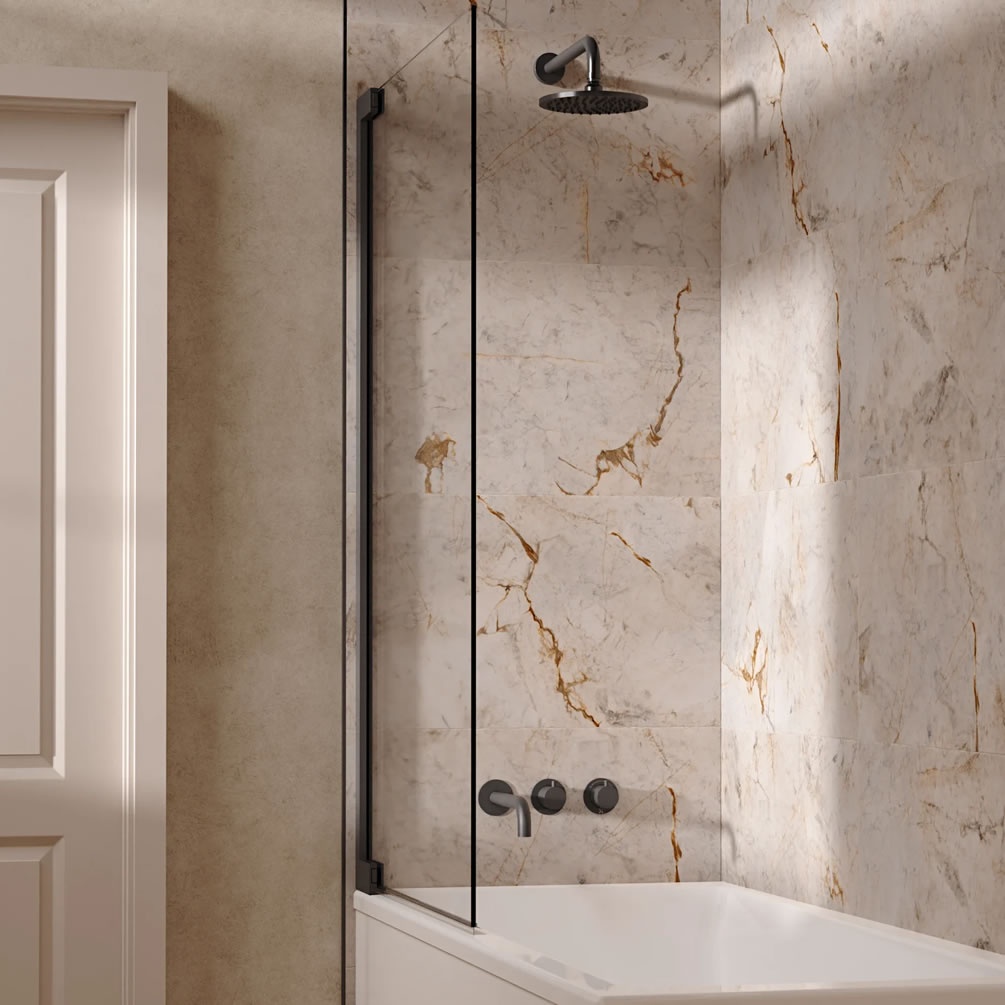 Lifestyle image of Crosswater Module Slate Dual Outlet Rainfall Shower Bath Set