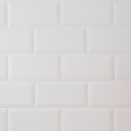 image of white metro brick style patterned bathroom tiles