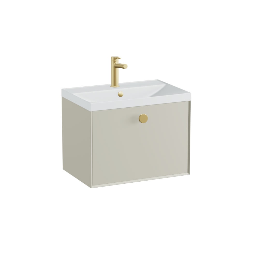 Vado Safari Smooth 600mm Cashmere Wall Hung Vanity Unit & Mineral Basin