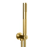 Photo Of Crosswater Union Brushed Brass Shower Handset & Wall Outlet