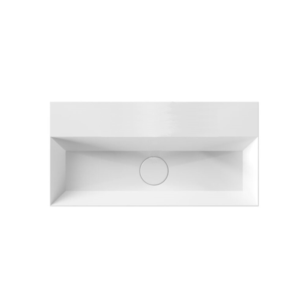 Product cut out image from above of MAR34140101N Marlow 600mm x 300mm 0 Tap Hole Wall Hung Basin