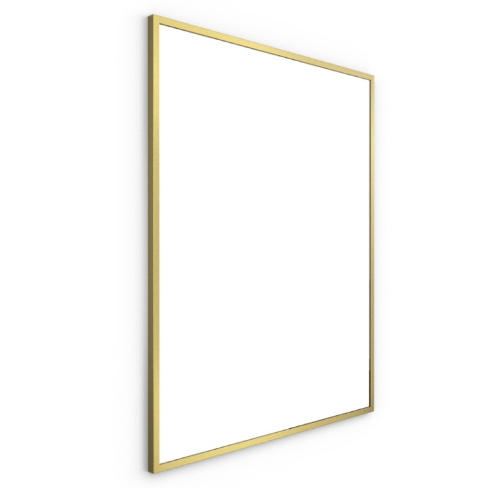Product Cut out image of Origins Living Docklands Brushed Brass 800mm Rectangular Mirror on an angle