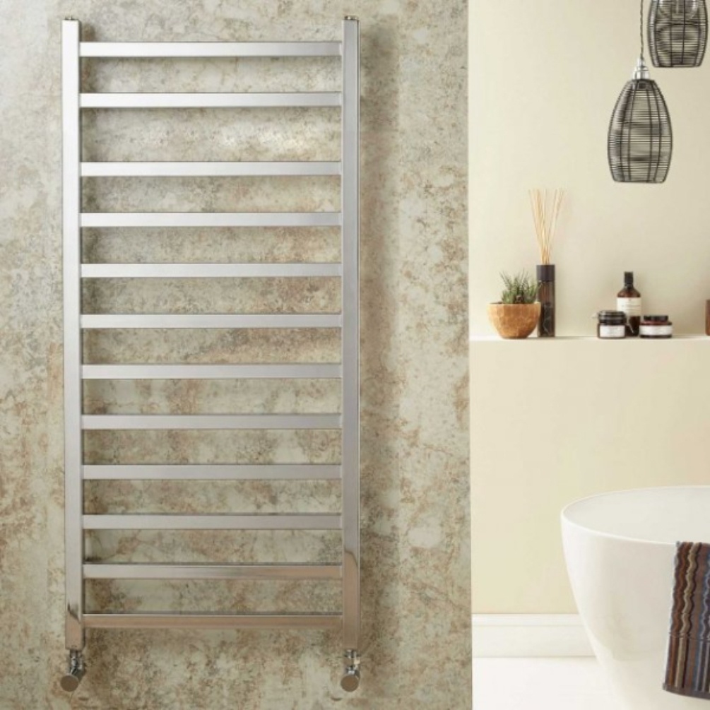 Velaro Baxx 1000mm x 500mm Chrome Designer Towel Radiator Lifestyle