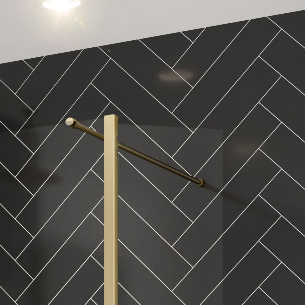 Lifestyle image of Merlyn 1000mm Wall-Mounted Wetroom Bracing Bar Brass