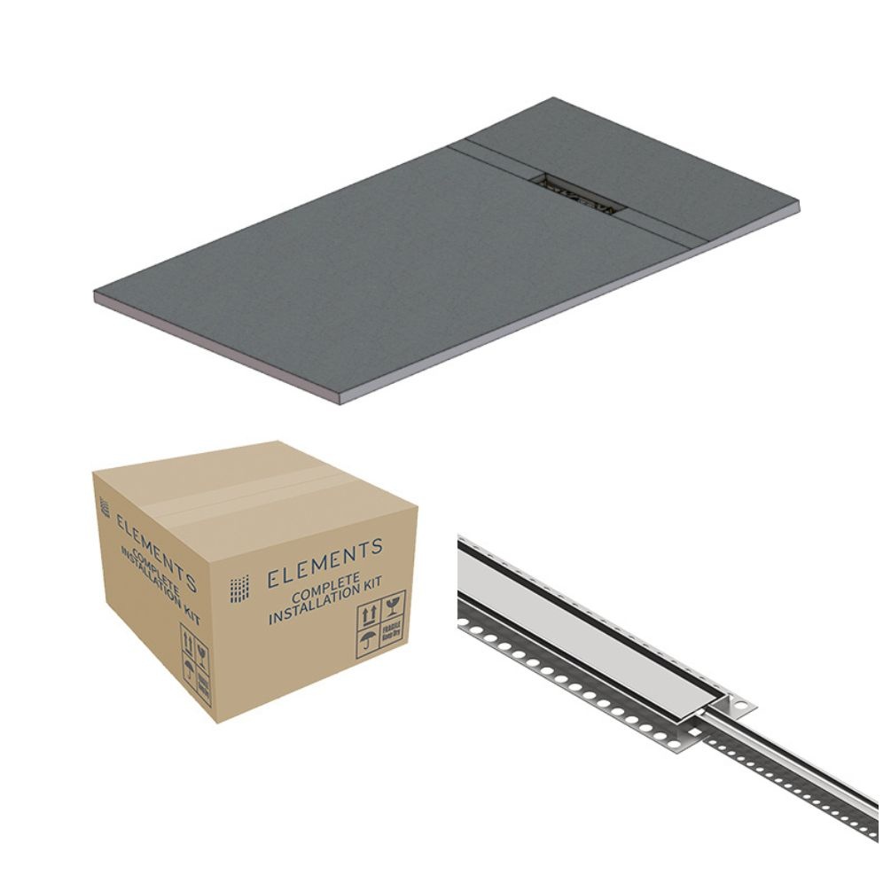 Cut out image of the Abacus Elements Linear Uno 1400mm x 900mm Stainless Steel End Drain Wetroom Former Kit