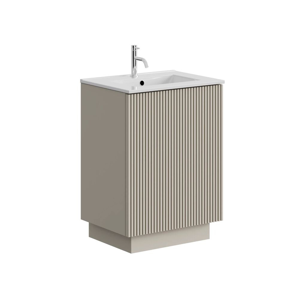 Crosswater Limit Warm Stone 600mm Floorstanding Vanity Unit & Ceramic Basin