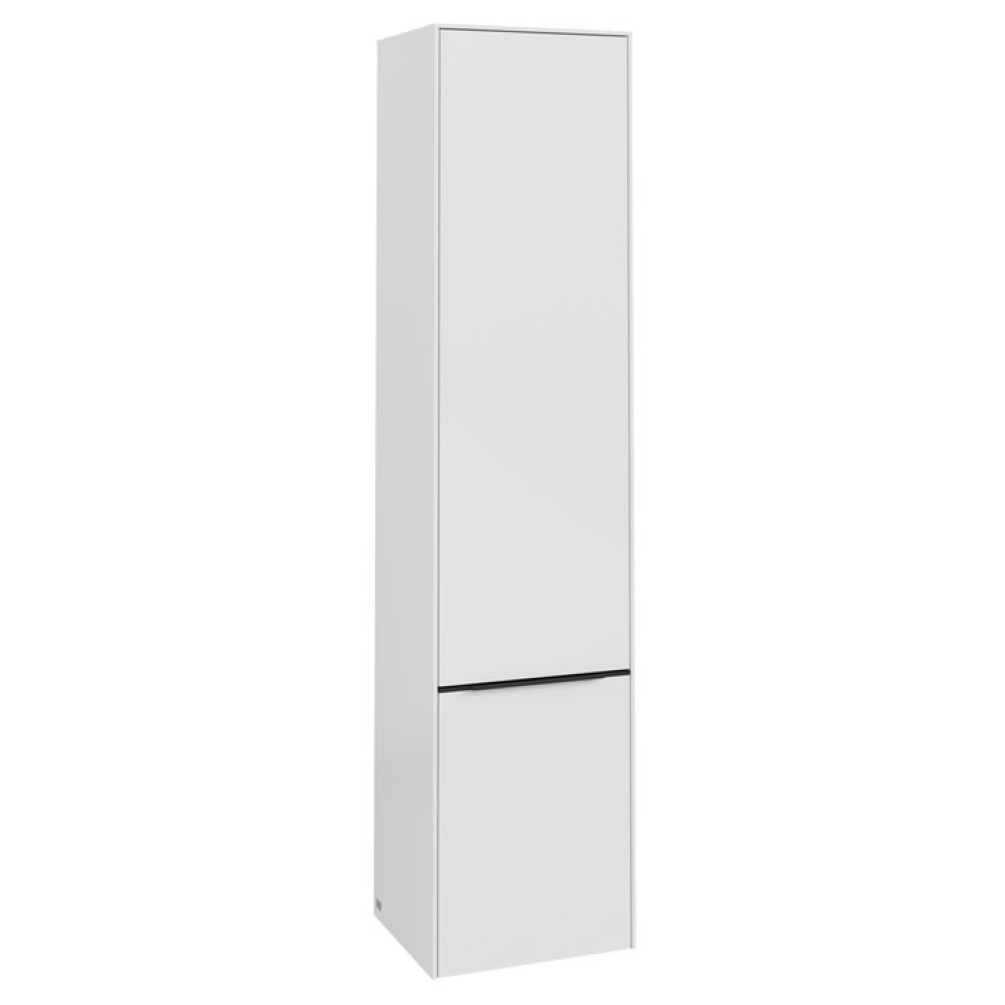Cutout image of Villeroy & Boch Subway 3.0 Brilliant White Tall Cabinet Volcano Black Handle