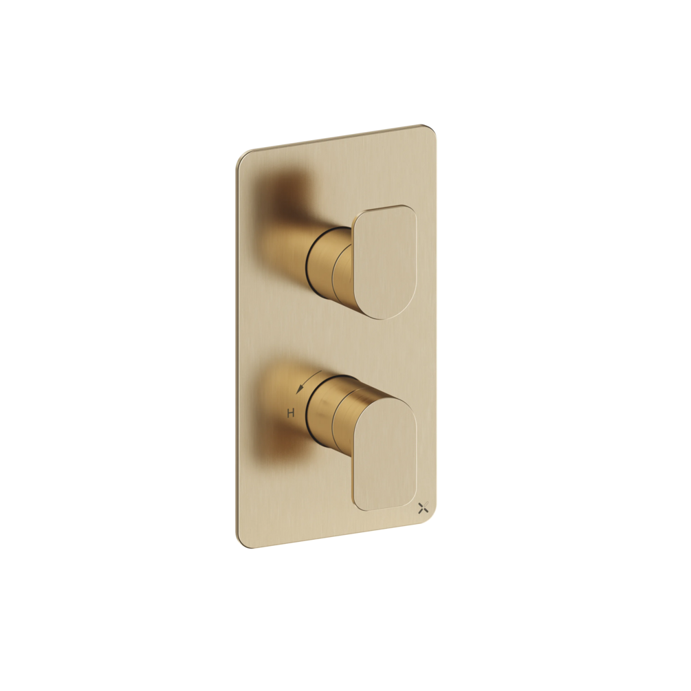 Crosswater Fuse Brushed Brass Thermostatic 1 Outlet 2 Handle Shower Valve