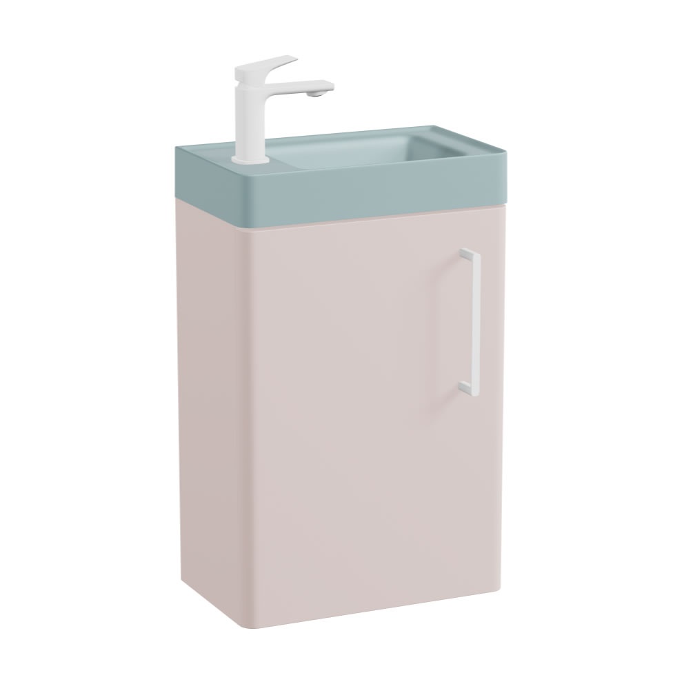 Vado Cameo 400mm Wall Mounted Vanity Unit & Cove Blue Basin - Left Hand