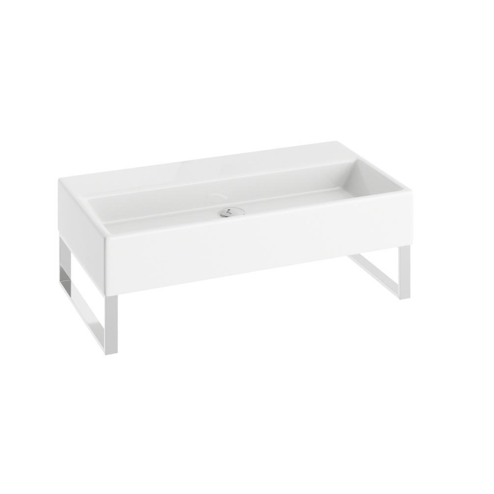 Product Cut out image of the Abacus Concept Pure 800mm Basin with Polished Stainless Steel Towel Hangers with no tap holes