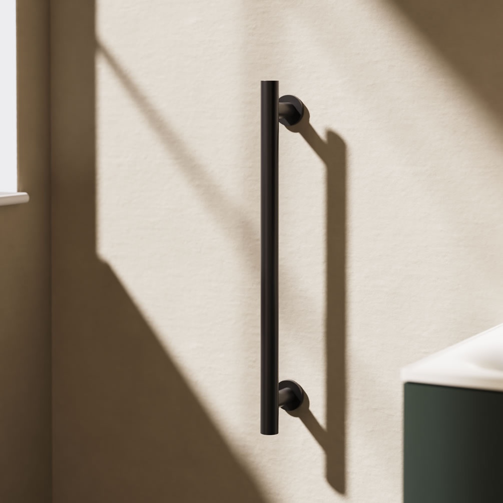 Lifestyle image of Crosswater Matt Black 600mm Grab Bar