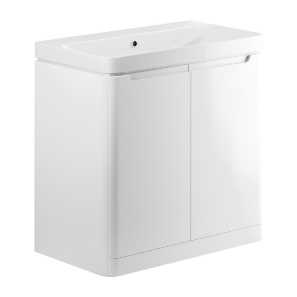 Apex White Gloss 2 Door Floorstanding Vanity Unit & Basin
