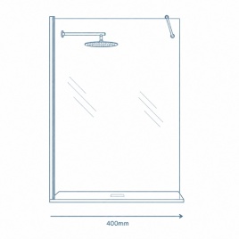 iconography image of a 400mm wide shower screen illustrating 400mm screens, enclosures, and doors