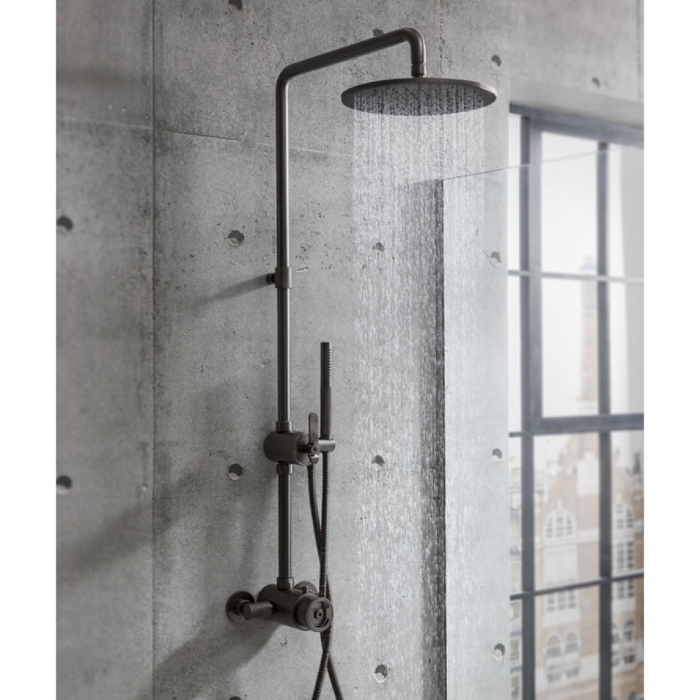 Photo Of Crosswater Union Brushed Black Chrome Multifunction Thermostatic Shower Kit - Lifestyle