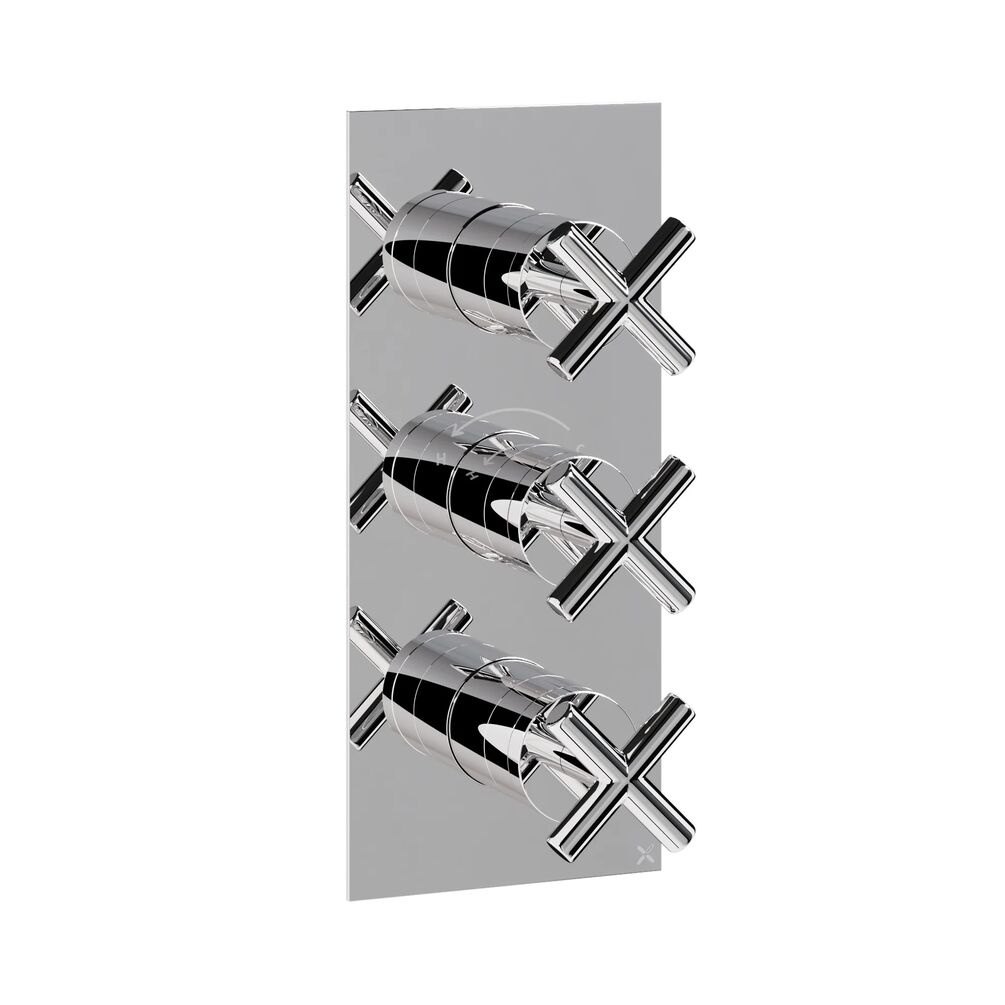 Crosswater MPRO Crosshead Chrome Thermostatic 2 Outlet 3 Handle Shower Valve