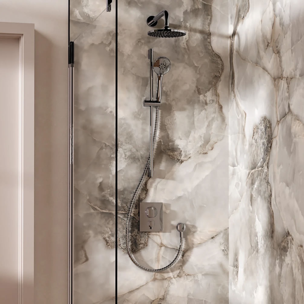 Lifestyle image of Crosswater Crossbox Push Chrome Dual Outlet Slide Rail Shower Set