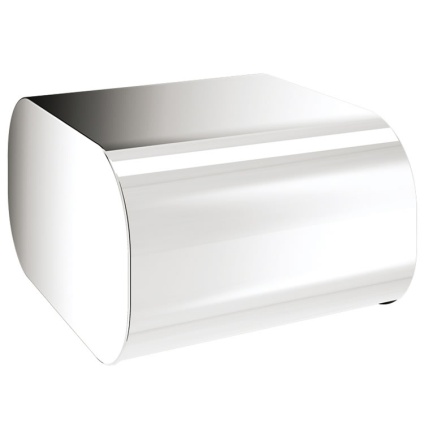 Cutout image of Origins Living Gedy Outline Toilet Roll Holder with Cover chrome.