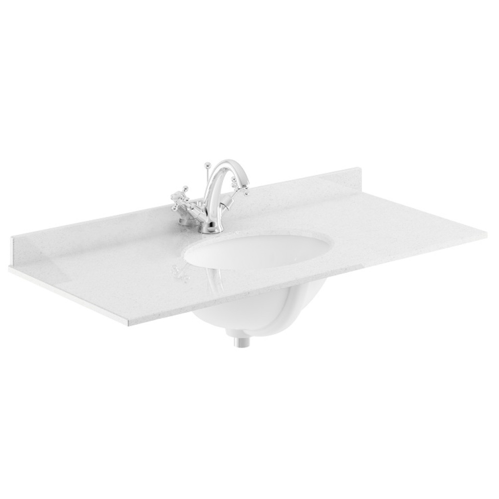 Product cut out photo of Bayswater 1000mm 1 Tap Hole White Marble Countertop BAYC246