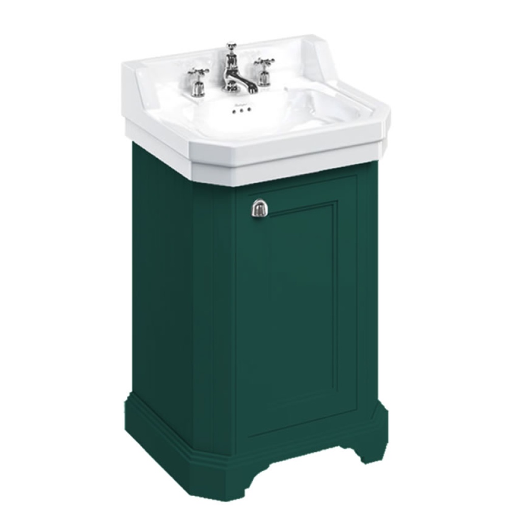 Burlington Edwardian 560mm Basin & Matt Green Freestanding Vanity Unit
