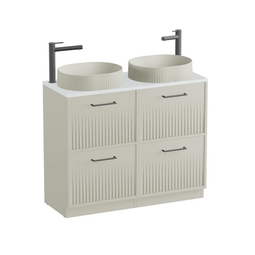 Vado Safari Fluted 1000mm Cashmere Floorstanding Vanity Unit & Arctic Worktop