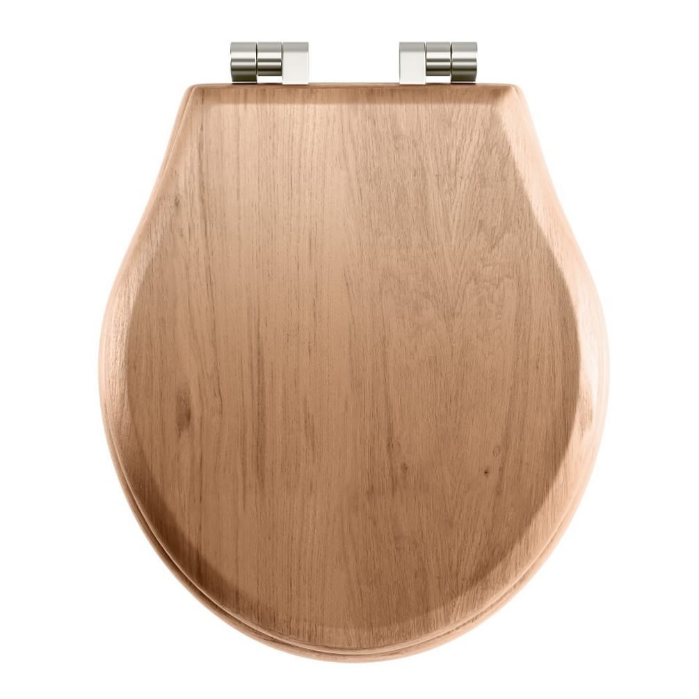 Imperial Regent Natural Oak Solid Wood Soft Close Seat With Polished Nickel Hinges