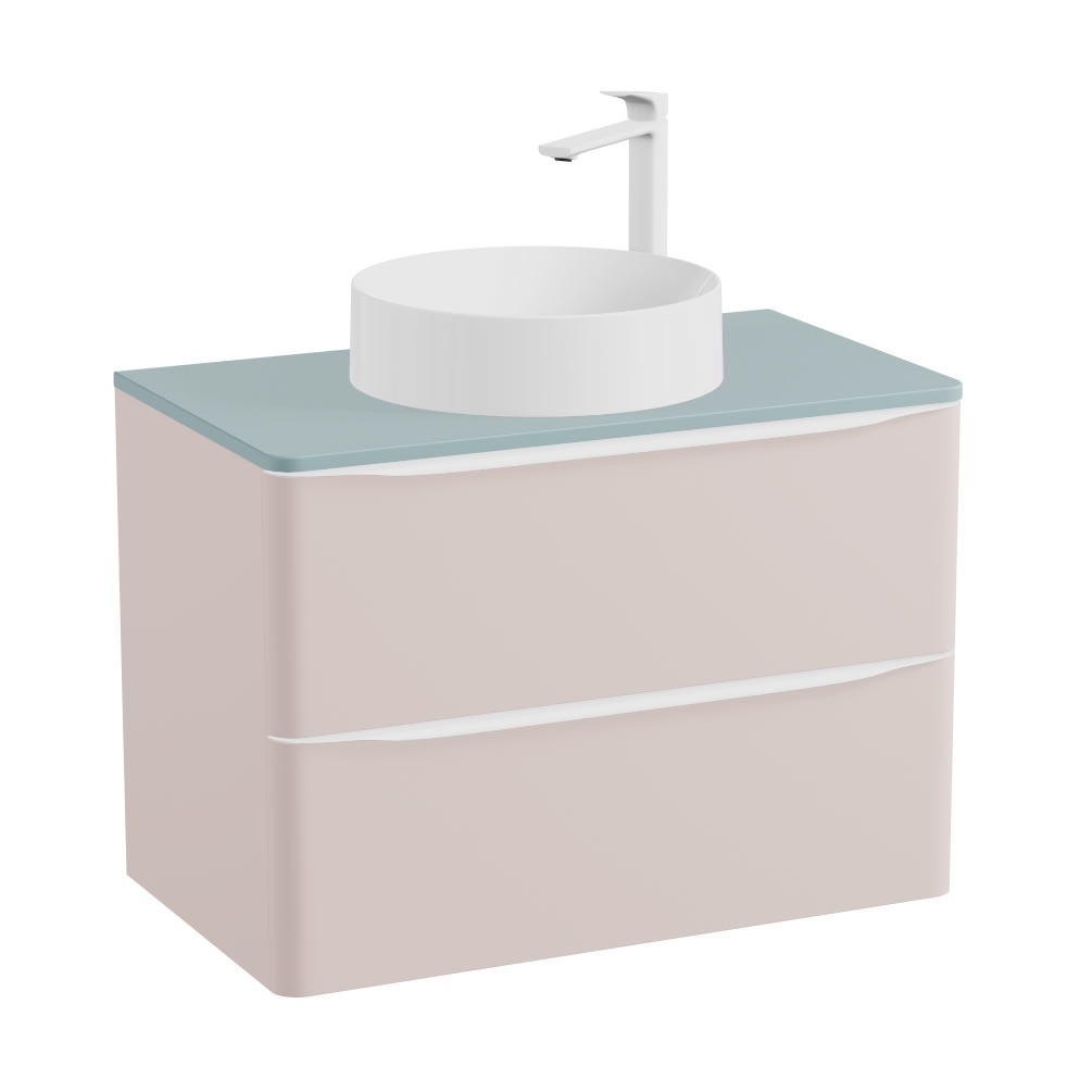 Vado Cameo 800mm Arctic White Wall Hung 2 Drawer Vanity Unit, Cove Worktop & Gloss Basin