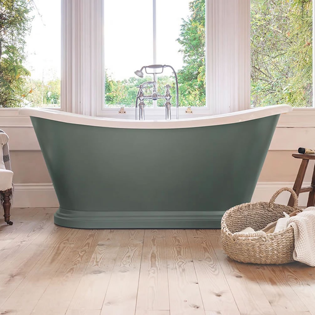 Waters Darcy 1660mm Bateau Freestanding Boat Bath - Painted Finish - Lifestyle Image 1