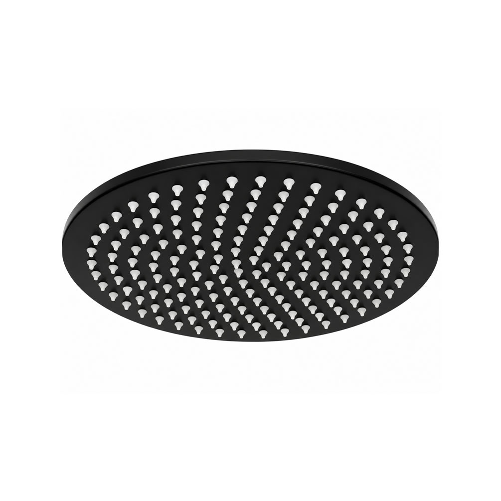 Cutout image of TED Matt Black 250mm Round Rainfall Shower Head