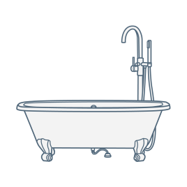 iconography image of a traditional style bathtub with an old style bathtub period style design