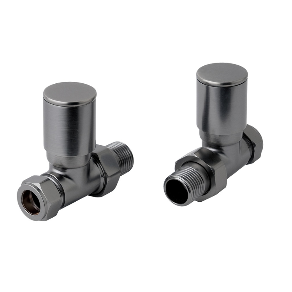 JTP Brushed Black Straight Radiator Valves