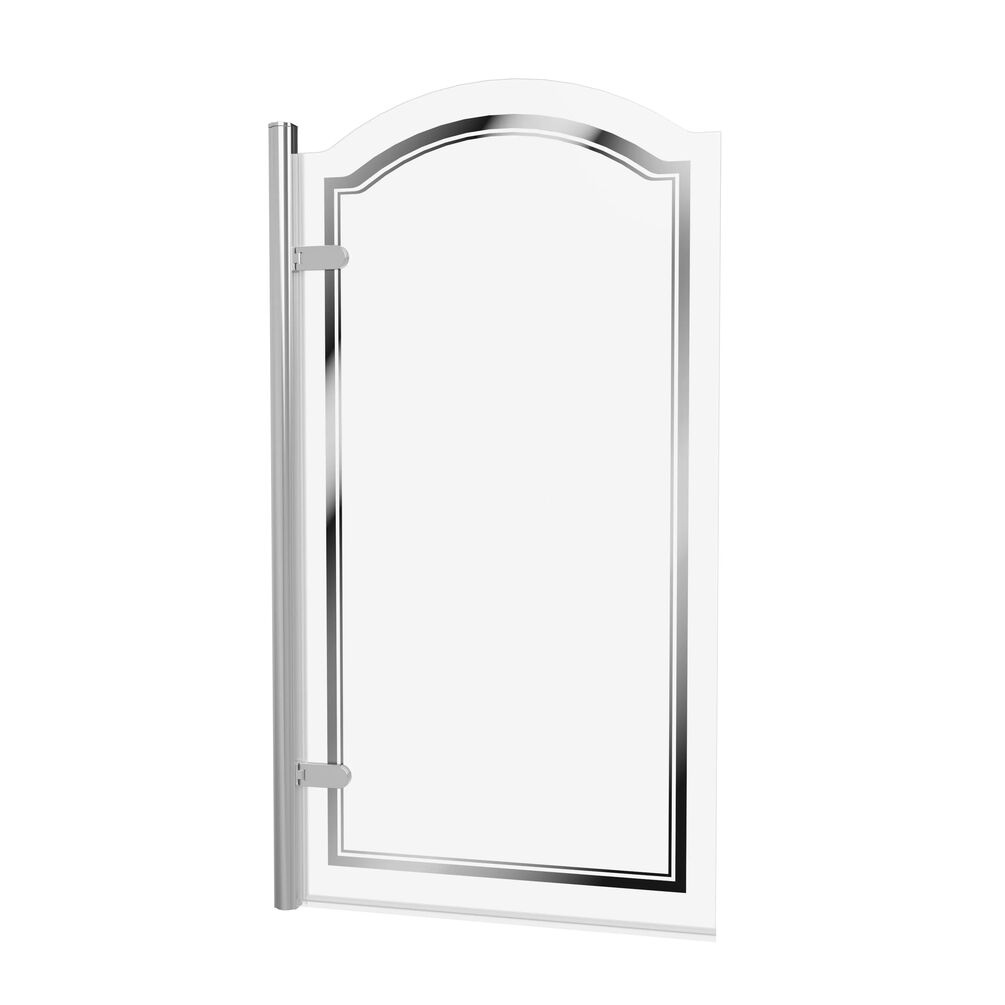 Cutout image of Burlington Classique Silver Curved Hinged Bath Screen left handed