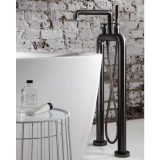 Photo Of Crosswater Union Brushed Black Chrome Freestanding Bath Filler & Kit - Lifestyle