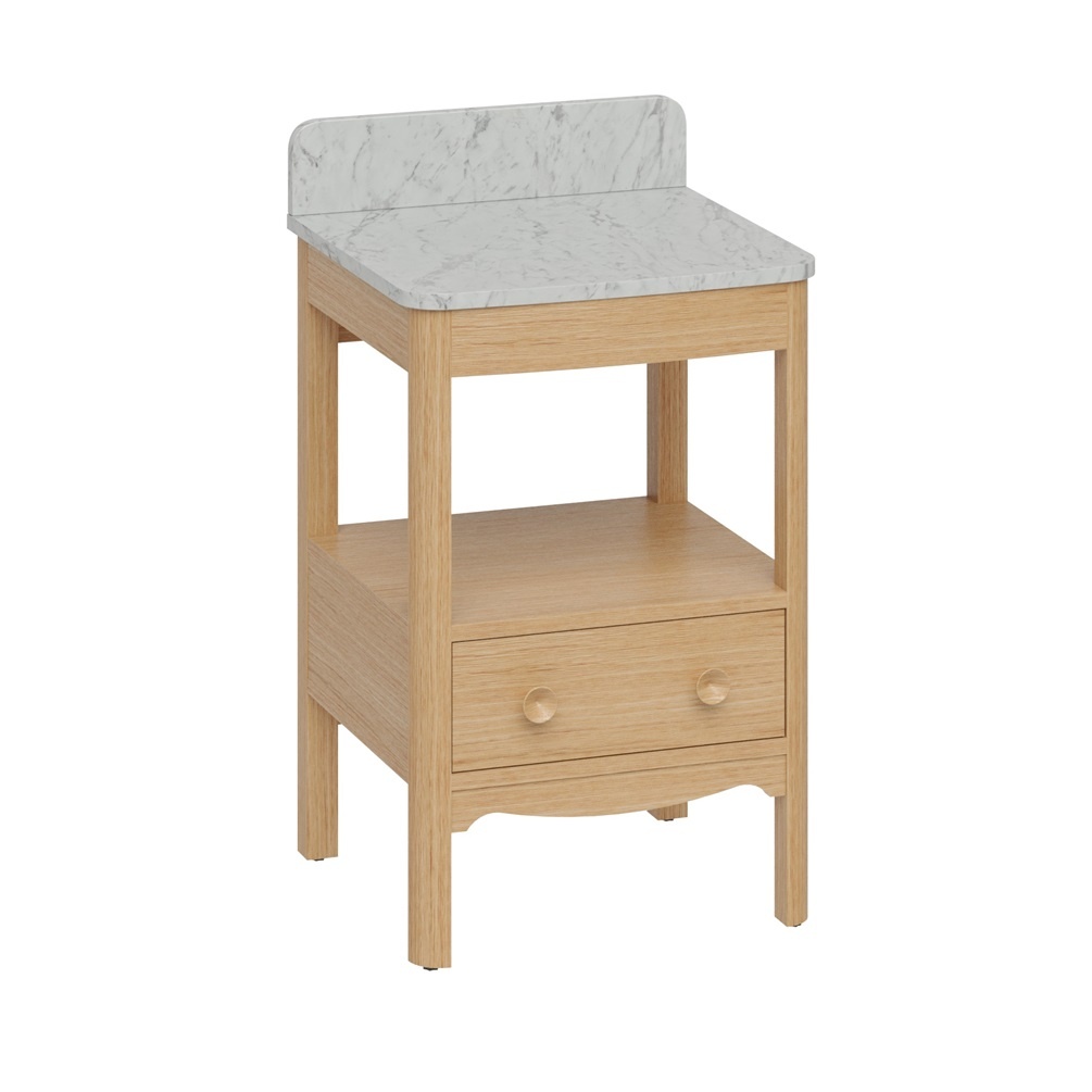 Product cut out image of burlington guild 560 light oak furniture unit with carrara marble effect worktop GU5600DLOK_FS GU560TMC