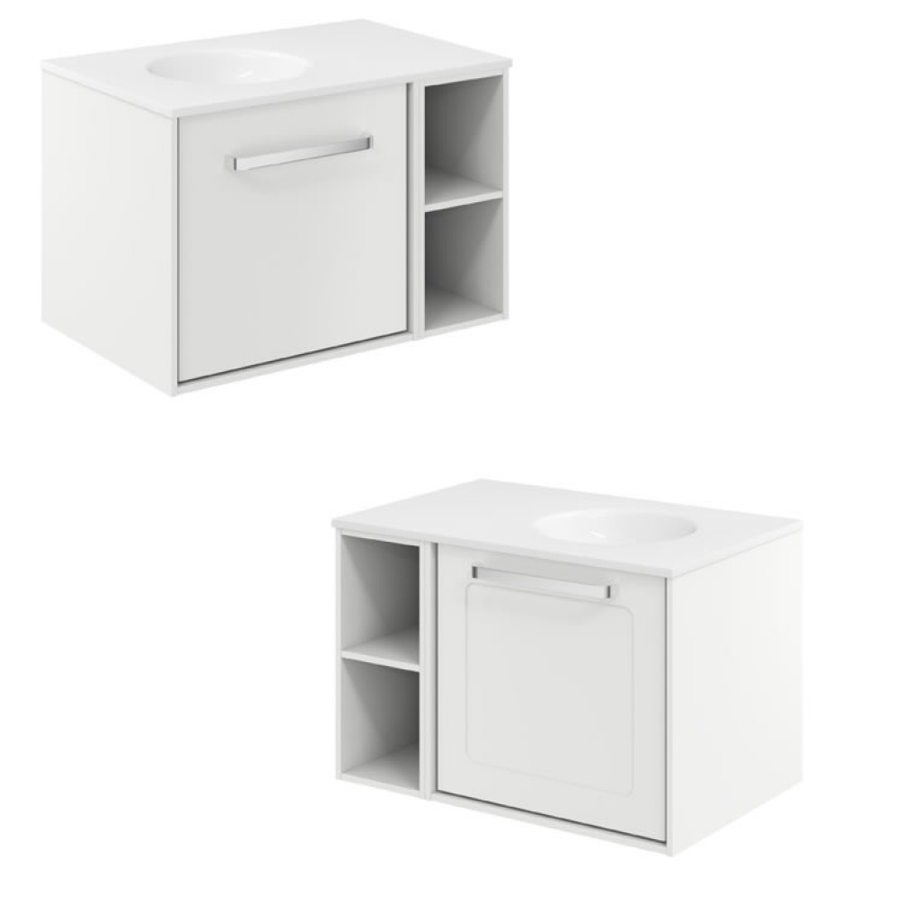 Cutout image of Crosswater Infinity 700mm Matt White Wall-Hung Vanity Unit & Basin