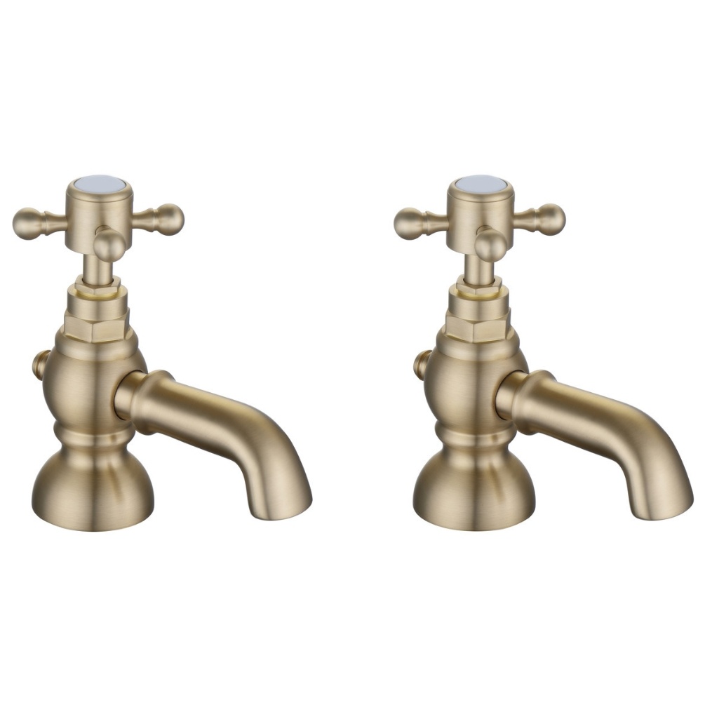 Product cut out image of the Morgana Brushed Brass Bath Pillar Taps ZERO106799