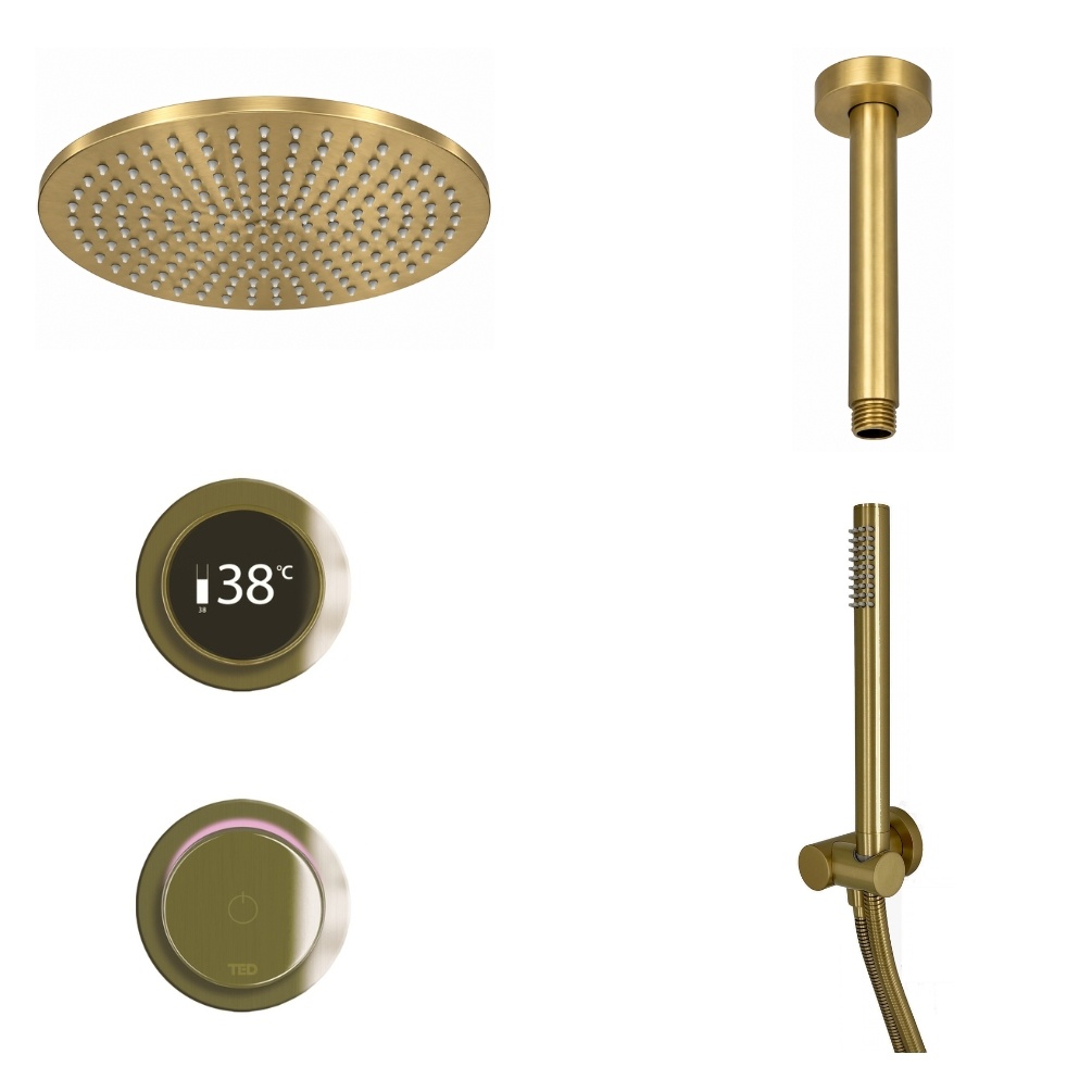 Ted Togo Brushed Brass Ring Valve Ceiling Arm