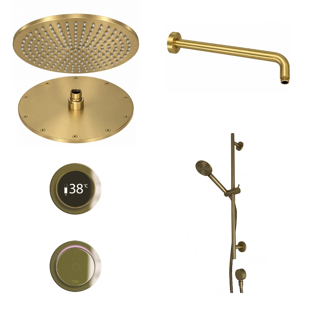 Ted Togo Brushed Brass Ring Valve Wall Arm Cut Out