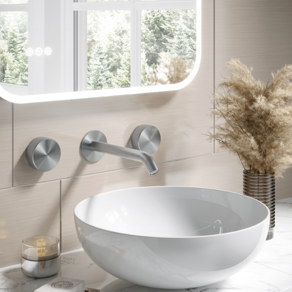 Crosswater 3ONE6 316 Stainless Steel Wall Mounted Basin 3 Hole Set - Image 1