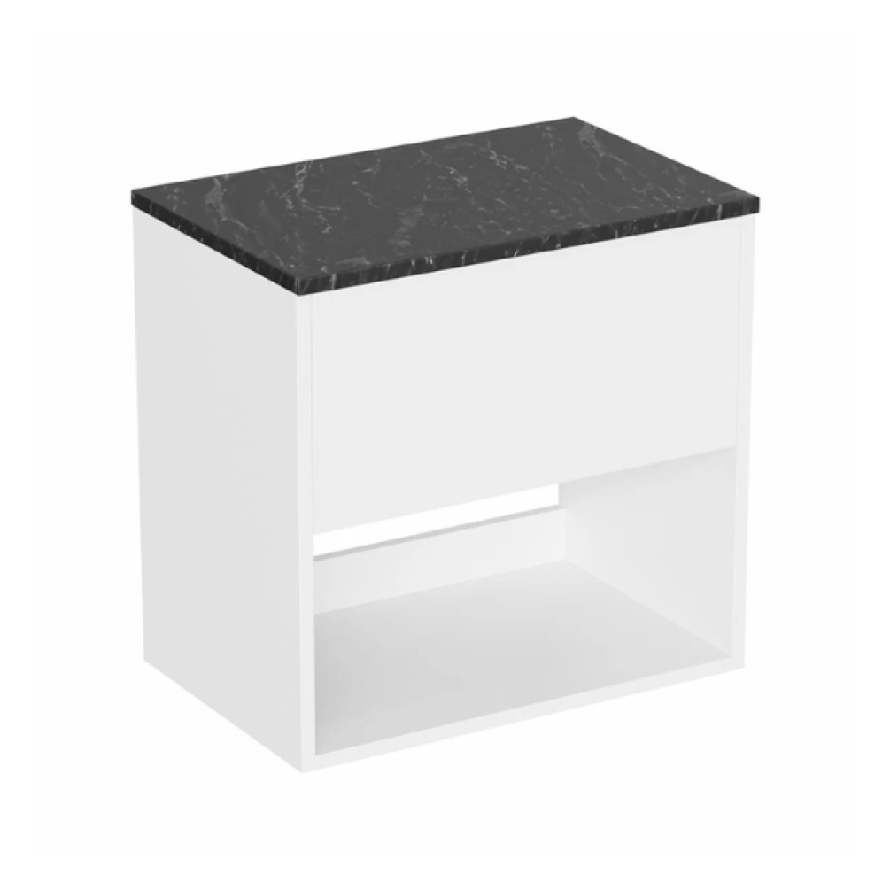 Britton Hackney Glossy White 600mm Wall Hung Vanity Unit & Worktop