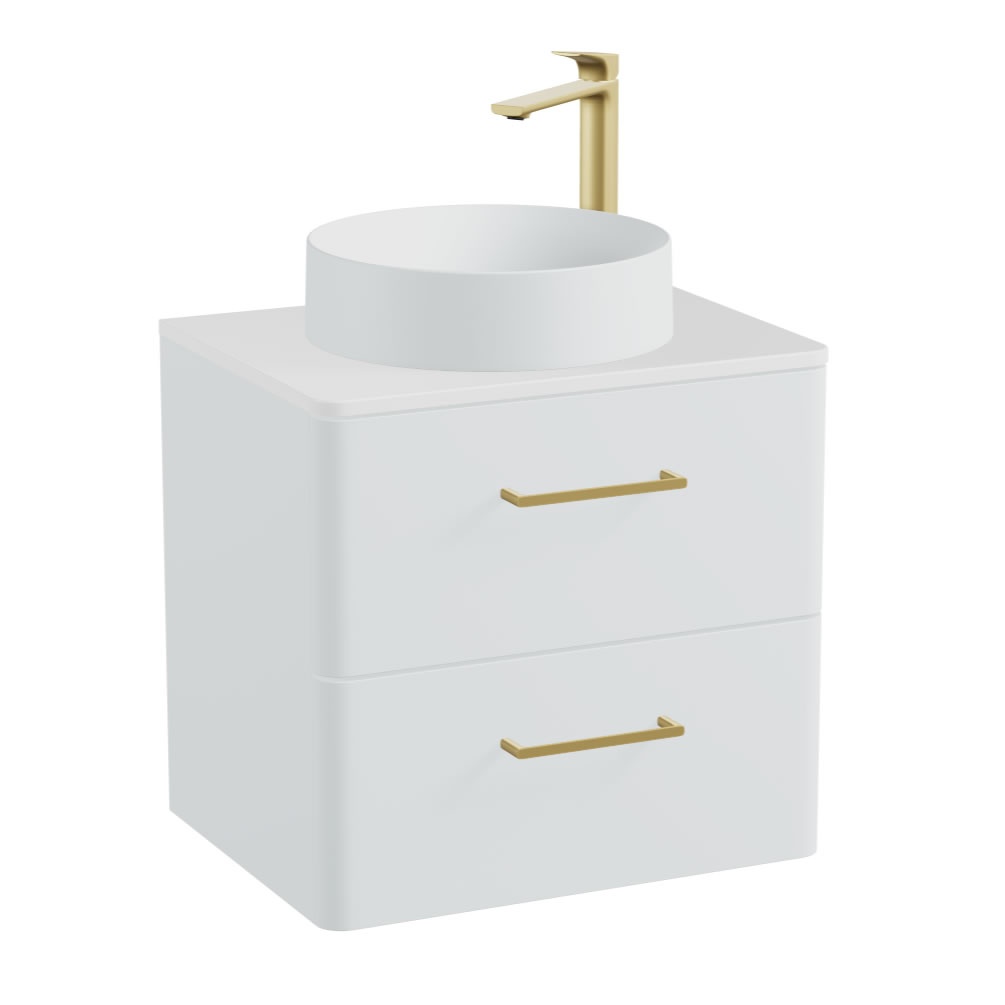 Vado Cameo 600mm Wall Mounted Vanity Unit, Gloss White Worktop & Arctic White Basin