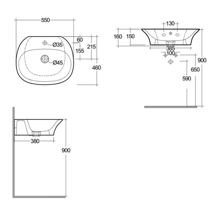 RAK Sensation 550mm Wall Hung Basin Sanctuary Bathrooms