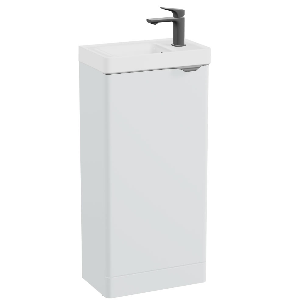 Vado Cameo 400mm White Gloss Floorstanding Vanity Unit & Ceramic Basin - Right Hand