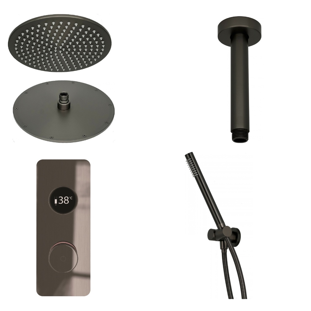 Ted Togo Gunmetal Square Valve Ceiling Arm Cut out