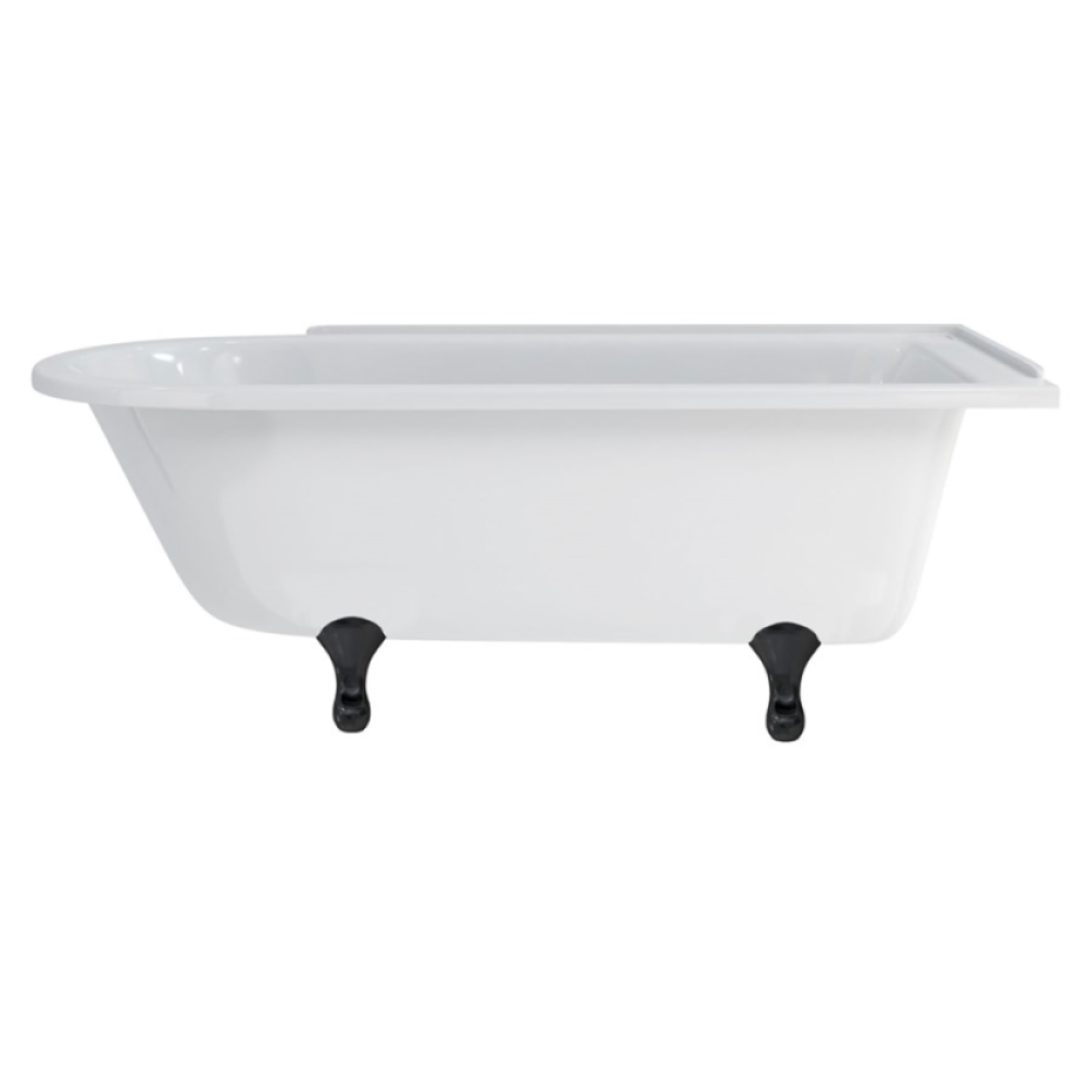 Burlington Hampton 1700mm Right Freestanding Shower Bath With Black Classical Feet