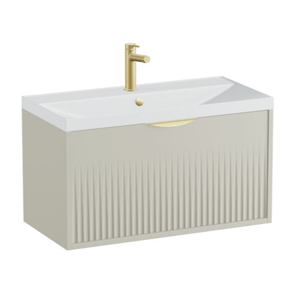 Vado Safari Fluted 800mm Cashmere Wall Hung Vanity Unit & Mineral Basin