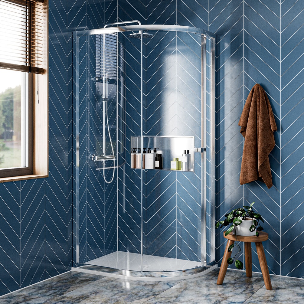 Lifestyle image of Crosswater Clear 6 Silver 1200 x 900mm Shower Quadrant